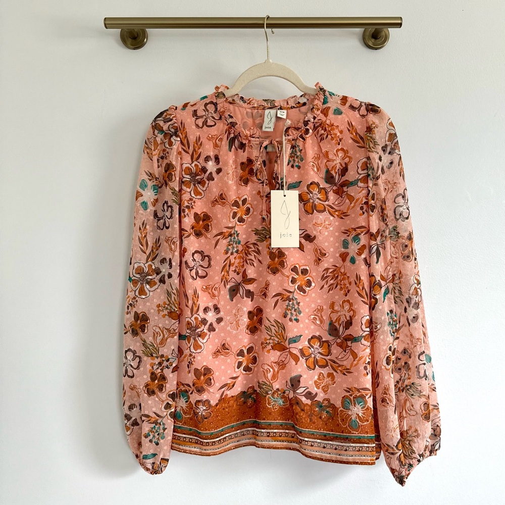 Pink Floral Joie Textured Blouse